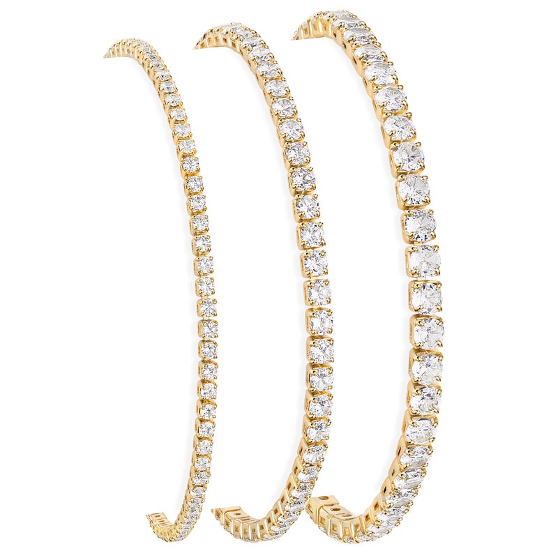 Poxtex 14K Gold Plated Tennis Bracelet, Gold Cubic Zirconia Classic Bracelets for Women 2/3/4 MM DIAMOND - Image 1