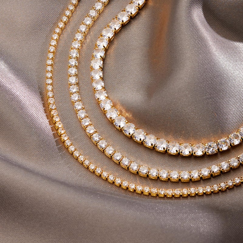 Poxtex 14K Gold Plated Tennis Bracelet, Gold Cubic Zirconia Classic Bracelets for Women 2/3/4 MM DIAMOND - Image 5