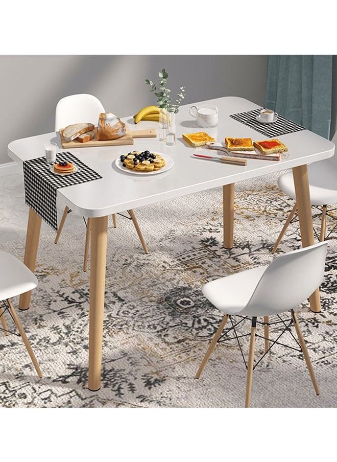 CityRiya-Long - Dining Table Chair Set White Kitchen Table and 4 Dining Chairs Modern 120cm Breakfast Table Desk + 4 Chairs Leisure Coffee Table for Living Room/Office/Meeting Room Kitchen Lounging Cafeterias Wood - Image 1