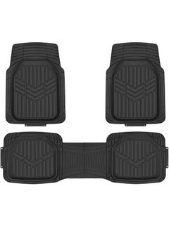 spa luxetique 3-Piece All-Weather Protection Heavy Duty Rubber Floor Mats for Cars, SUVs, and Trucks，Black,Universal Trim to Fit  - Image 1