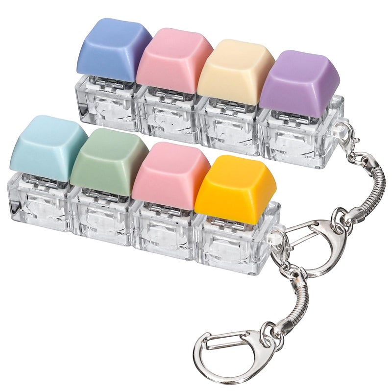 DEARIDAP 2 PCS Keyboard Fidget Toy 4in1 Keyboard Button Clicker Keychain Push Bubble Sensory Fidget Toys for Kids Adults to Relief Pass Time Purple Blue Pink Orange - Image 3