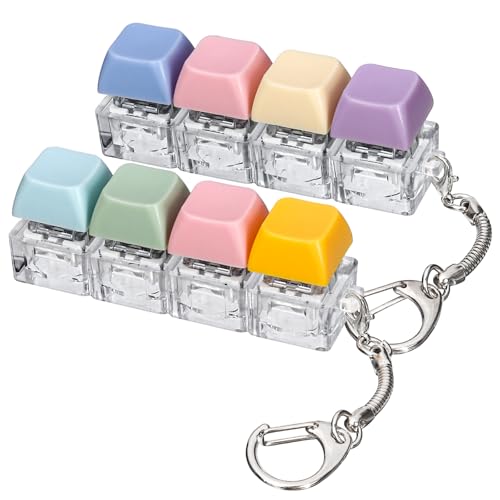 DEARIDAP 2 PCS Keyboard Fidget Toy 4in1 Keyboard Button Clicker Keychain Push Bubble Sensory Fidget Toys for Kids Adults to Relief Pass Time Purple Blue Pink Orange - Image 1