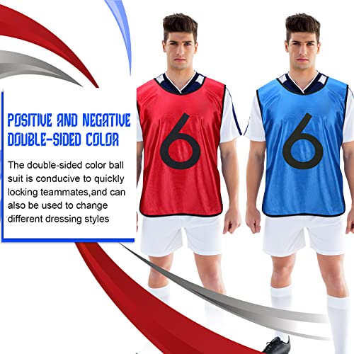 Sherr 12 Pack Sports Pinnies Basketball Football Jersey Soccer Practice Vest, Fabric Reversible Numbered Pinnies Training Scrimmage Vest for Adult Youth Team, L Size - Image 4