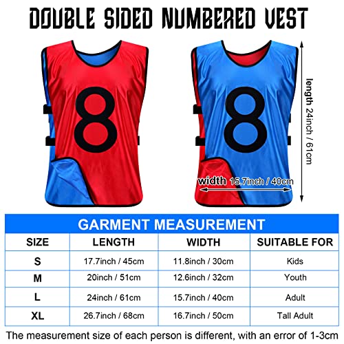 Sherr 12 Pack Sports Pinnies Basketball Football Jersey Soccer Practice Vest, Fabric Reversible Numbered Pinnies Training Scrimmage Vest for Adult Youth Team, L Size - Image 2