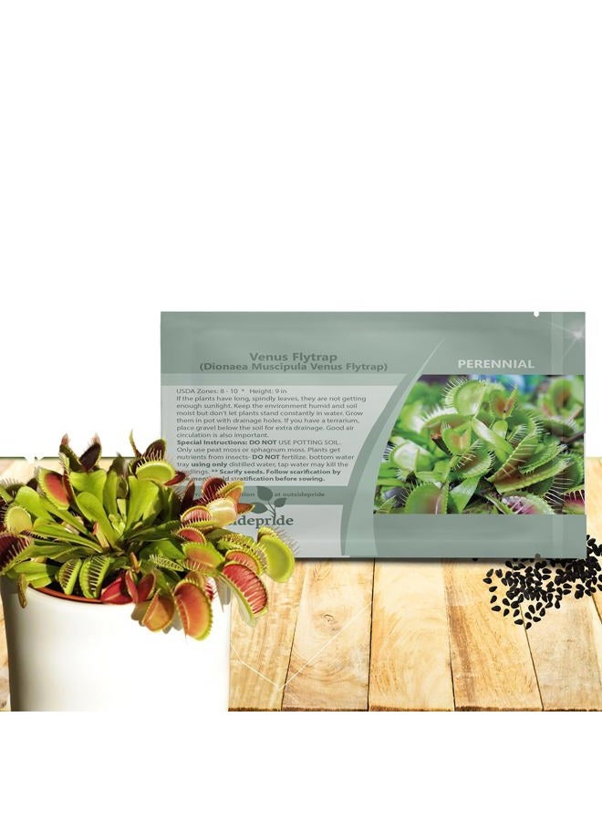 Outsidepride Venus Flytrap Seeds - 10 Pcs Perennial, Unique & Carnivorous, Indoor Plant Seeds for House Plants, Easy to Grow & Low Maintenance, Ideal for Terrariums, Pots, & Non-Winter Hardy Zones - Image 1