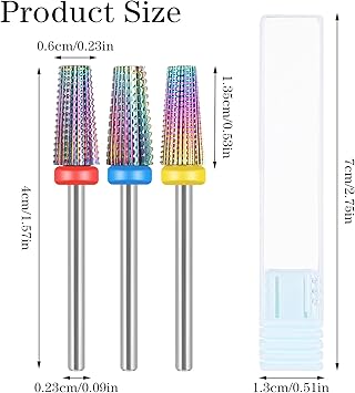 Grevosea 3Piece Nail Drill Bits Tungsten Carbide 5 in 1 Cone Shape Bit 332 Inches for Acrylic or Gel Nail Removal Manicure Pedicure Salon Home Use - Image 2