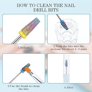 Grevosea 3Piece Nail Drill Bits Tungsten Carbide 5 in 1 Cone Shape Bit 332 Inches for Acrylic or Gel Nail Removal Manicure Pedicure Salon Home Use - Image 5