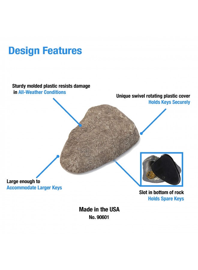 Rock Key Hider, Cash Hider, Medium, Pack of 1, Brown or Gray (90601)