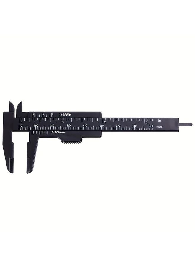 Black Mini Plastic Sliding Vernier Caliper 3.15 Inch Double Scale Ruler for Carpentry Student Jewelry Measuring - Image 1