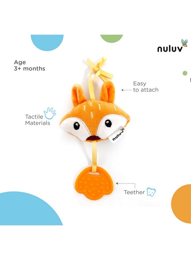 Nuluv Fox Teether Rattle Plush Toy, Soft & Cuddly with Stroller Attachment Ribbon for 3+ Months Babies - Image 2