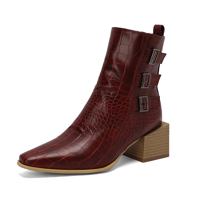 Source Comfortable Square Heel Women'S Shoes 40-50 Plus Size Winter Joker Low Boots - Image 1