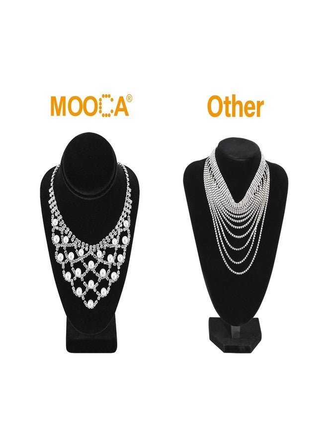 Mooca مجموعة عرض قلادة من المخمل الأسود مكونة من قطعتين - خطاف قابل للتعديل - حامل تمثال للمجوهرات للقلائد والسلاسل حتى 16-6 1/4 بوصة في الارتفاع - Image 3