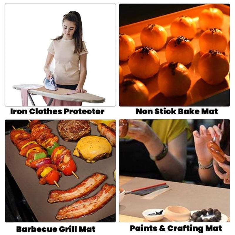 Durgdas PTFE Teflon Sheet for Heat Press Transfer Reusable Waterproof Baking Mat Multipurpose NonStick Mat for Akki Roti Obbattu Holige Chapathi Puran Poli Rolling Mat BBQ Grill More - Image 3