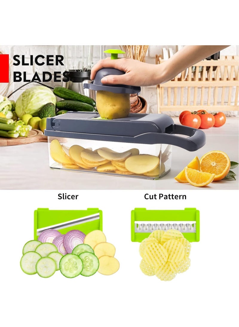 Snaggle Vegetable Chopper Pro Onion Chopper, 13 in 1 Multifunctional Food Chopper, Kitchen Vegetable Slicer Dicer Cutter with 8 Blades and Container, Compact Manual Chopper for Carrot, Garlic, Potato and More - Image 5