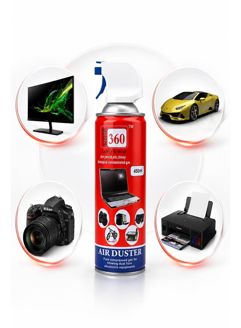 Giga 360 Air Duster Spray 450ml High Pressure Compressed Gas For Pc And Laptop, KeyBords, Scanners Etc - Image 1