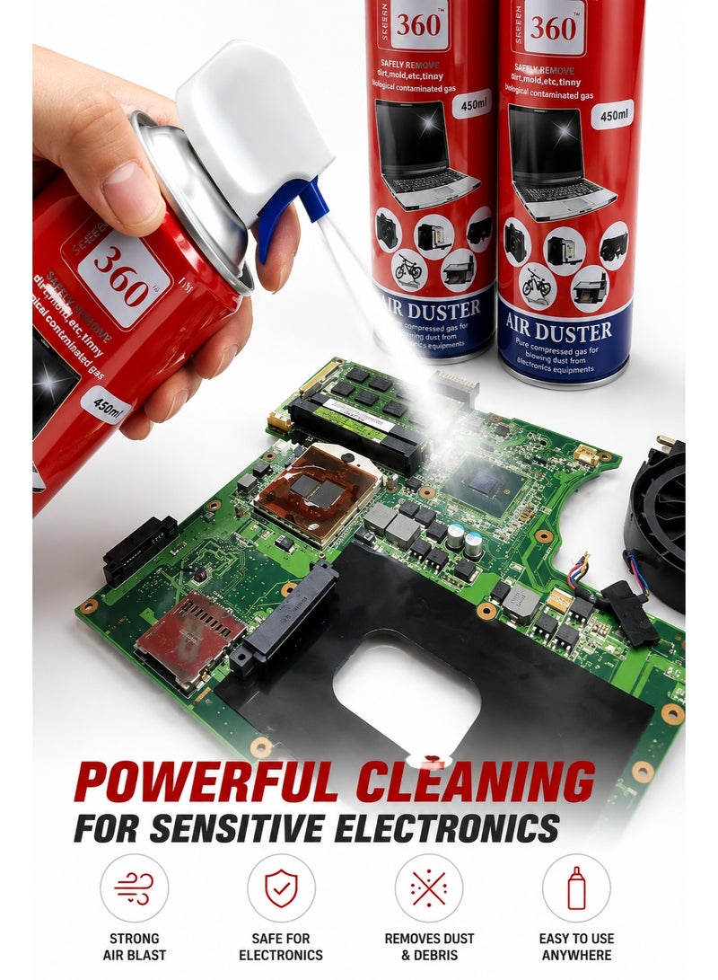Giga 360 Air Duster Spray 450ml High Pressure Compressed Gas For Pc And Laptop, KeyBords, Scanners Etc - Image 3