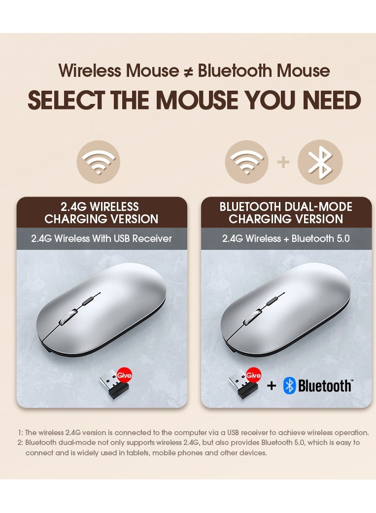 ARNOTEC Wireless Bluetooth Mouse Rechargeable – Dual Mode 2.4G + Bluetooth 5.0 Ergonomic Metal Scroll Wheel Mouse, 3 DPI Levels Adjustable, Silent Click, 69g Lightweight, Type-C Charging for Laptop/Desktop/iPad - Image 3