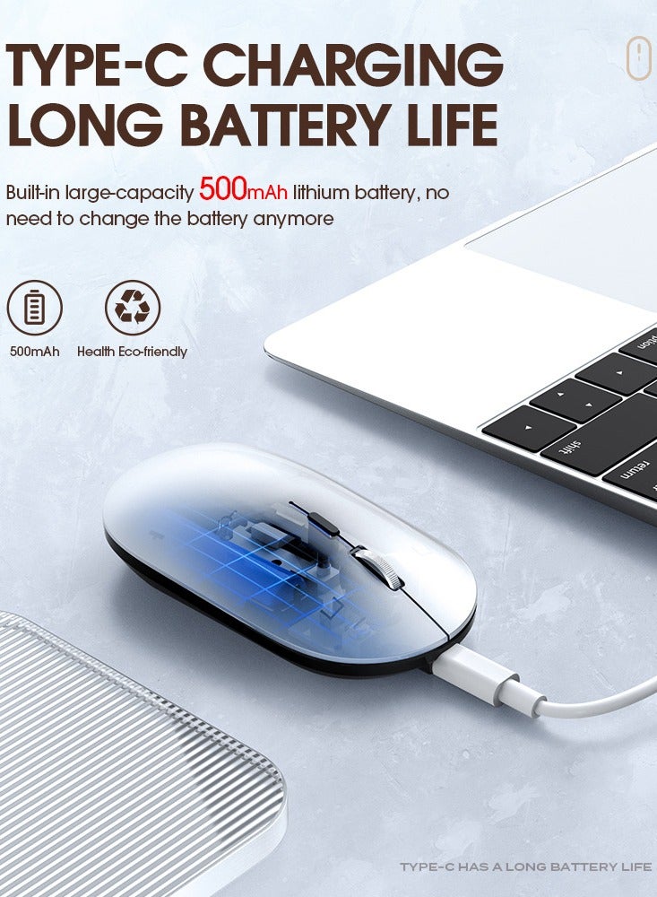 ARNOTEC Wireless Bluetooth Mouse Rechargeable – Dual Mode 2.4G + Bluetooth 5.0 Ergonomic Metal Scroll Wheel Mouse, 3 DPI Levels Adjustable, Silent Click, 69g Lightweight, Type-C Charging for Laptop/Desktop/iPad - Image 4