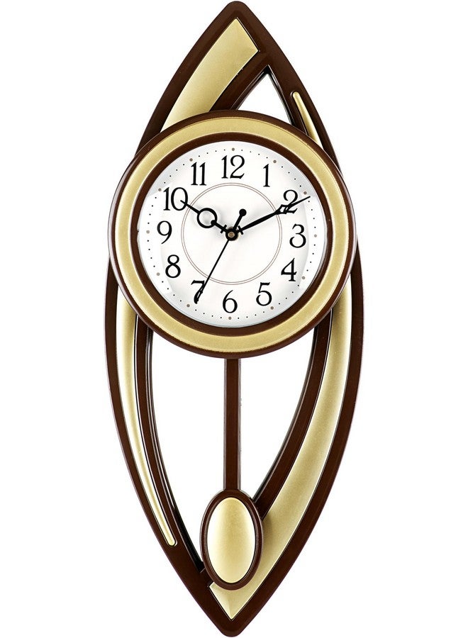 Harbour Plastic Analog Latest Stylish New Models Wall Clock With Pendulum For Home Living Room Hall Bedroom (Size Height 52 Cm X Width 21 Cm)- Home Decor Big Size Wall Clock Kibn (Golden) - Image 2