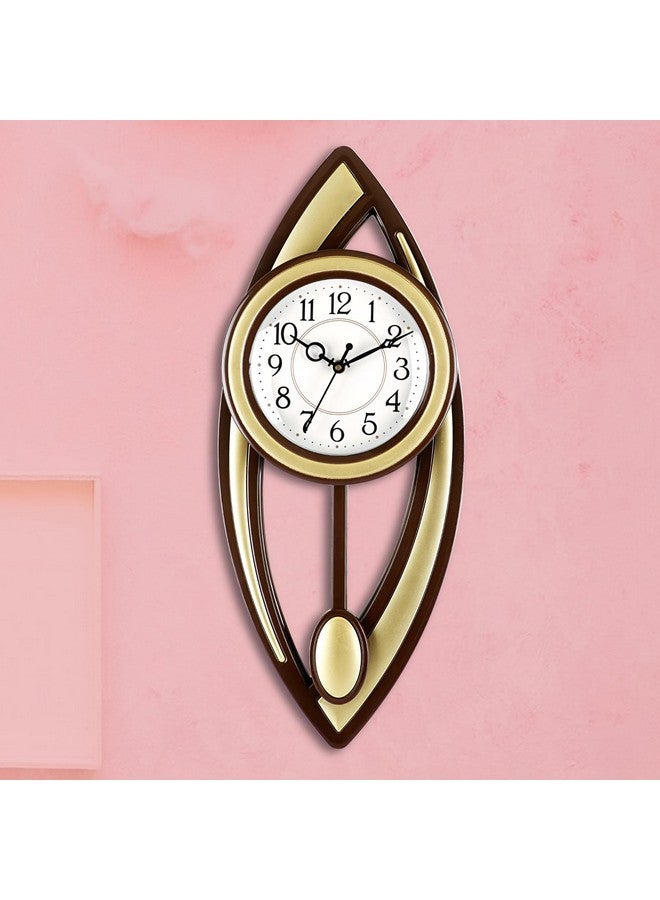Harbour Plastic Analog Latest Stylish New Models Wall Clock With Pendulum For Home Living Room Hall Bedroom (Size Height 52 Cm X Width 21 Cm)- Home Decor Big Size Wall Clock Kibn (Golden) - Image 3