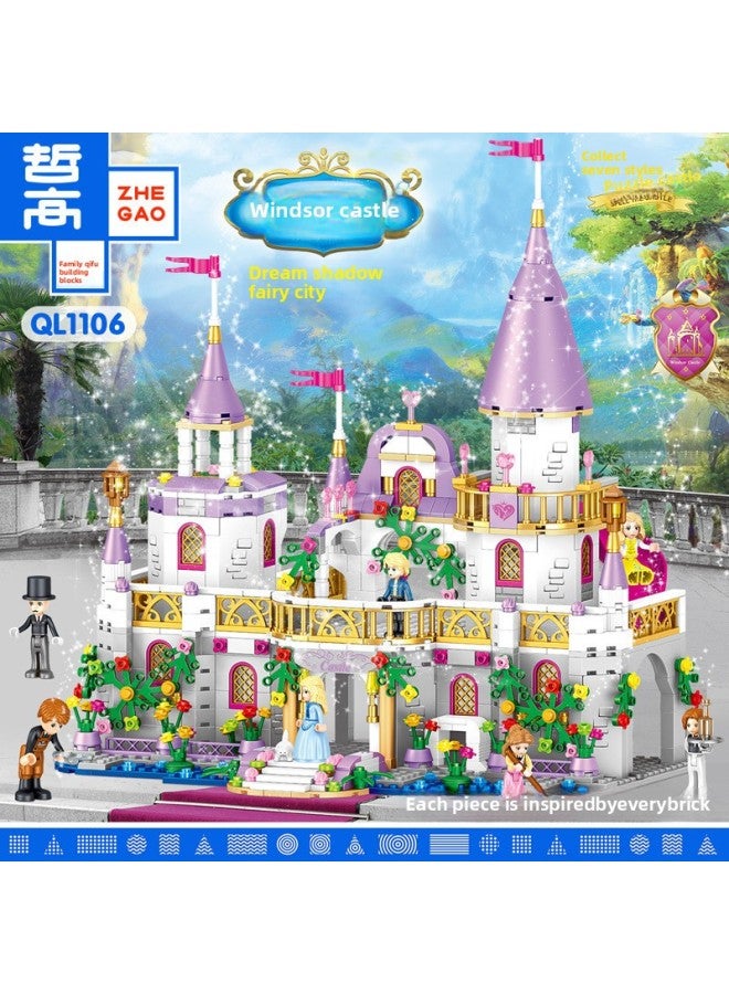 Zhegao QL1100-6 Creative Windsor Princess Big Castle Girls Educational Assembly Insert Building Blocks Toys Cross-Border-Color:QL1105 Hanik Guard Imperial City Gate  - Image 3