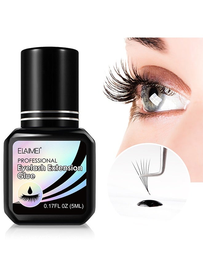 Elaimei Eyelash Extension Glue，Professional Lash Extension Glue for Strong Bond and High Flexibility Ultra Hold Instant Dry Low Fume and Extra Strong Black Adhesive Lash Bond Lash Glue  - Image 1