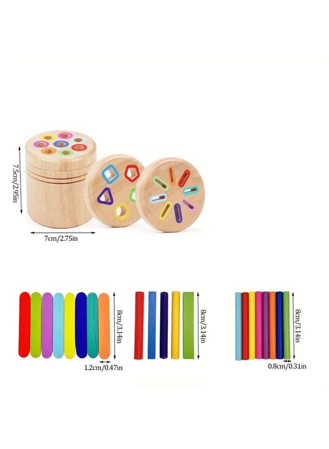 Wooden Magnetic Color Sorting Cup 3in 1 Shape Cognition Toy Ideal Birthday Christmas Gift - Image 3
