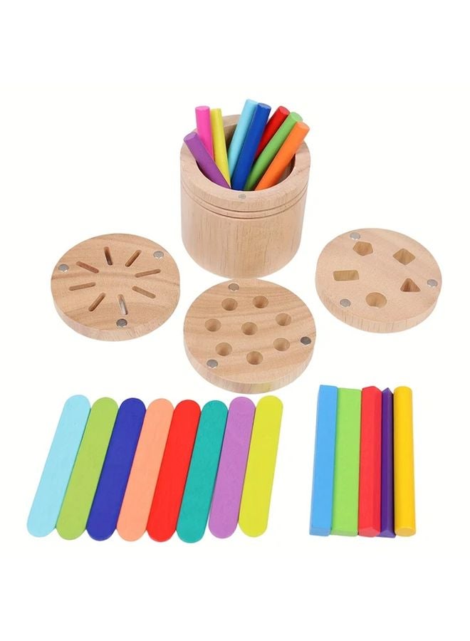 Wooden Magnetic Color Sorting Cup 3in 1 Shape Cognition Toy Ideal Birthday Christmas Gift - Image 5