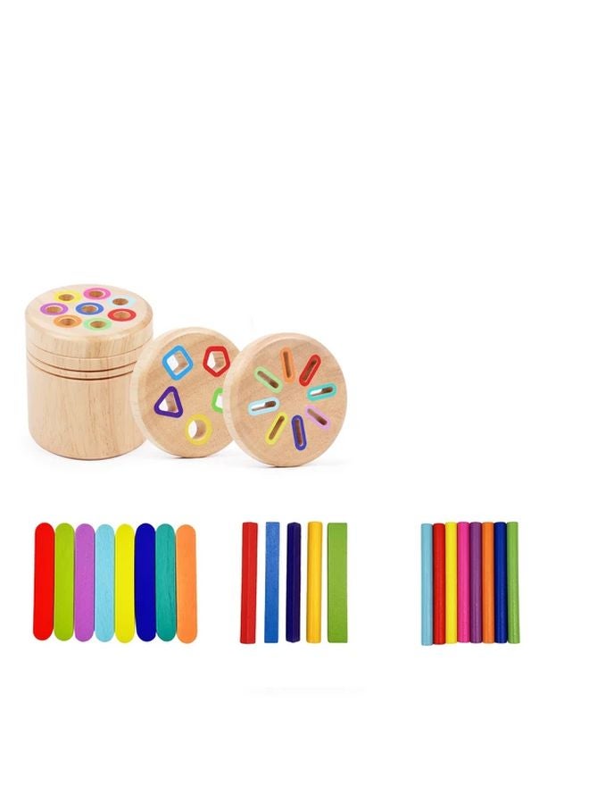 Wooden Magnetic Color Sorting Cup 3in 1 Shape Cognition Toy Ideal Birthday Christmas Gift - Image 2