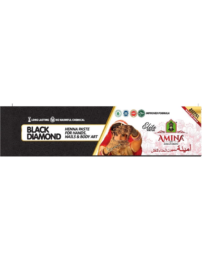 Amina Organic Henna Instant Tattoo Henna Mehendi Tube cone Nail Henna Tube  Black 1 Tube * 30 gm  - Image 2