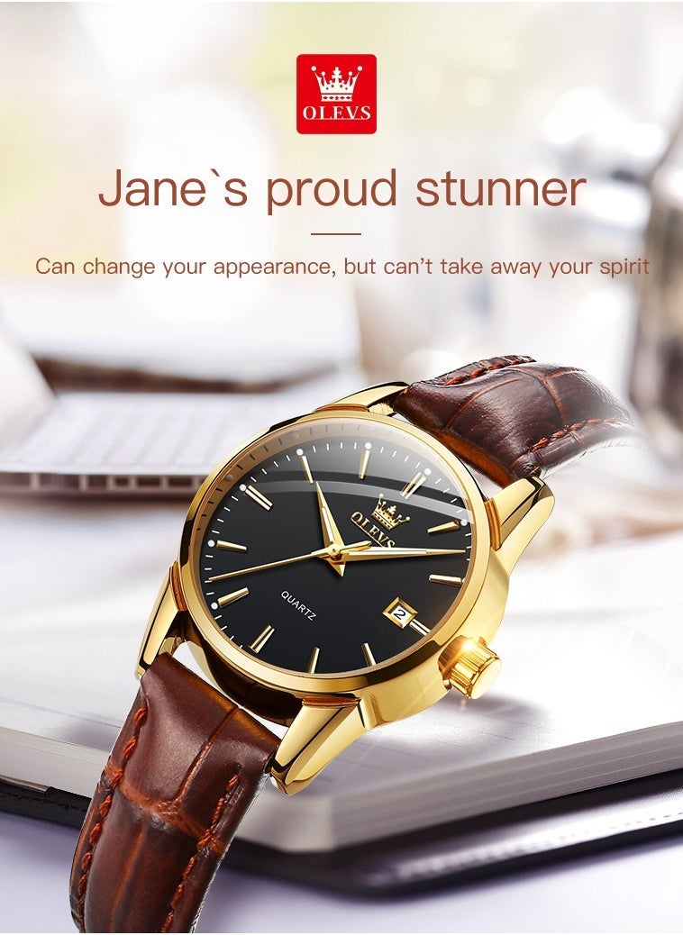 أوليفز Watches for Women Quartz Analog Water Resistant Leather Watch 6898 - Image 5