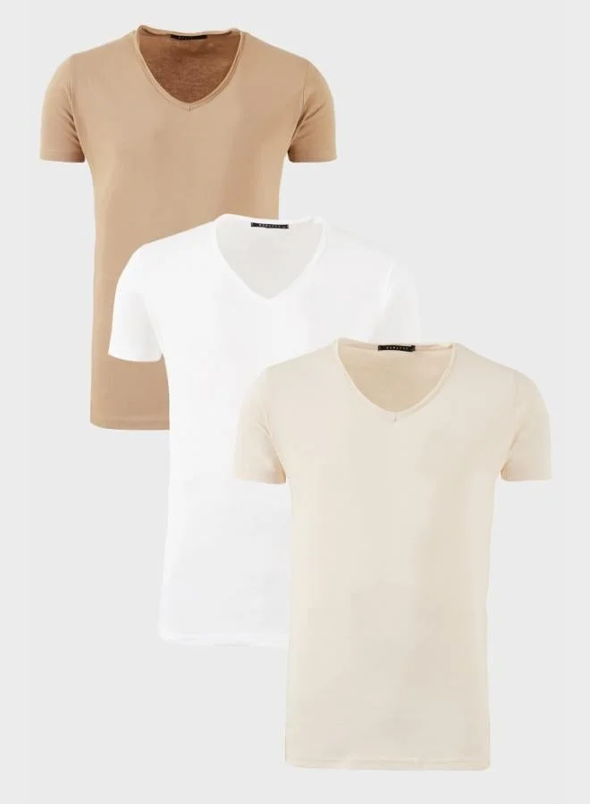 Buratti  Buratti Cotton Slim Fit Crew Neck Printed 3-Pack T Shirt Men's T-SHIRT 541S31 for Men | Best Price UAE