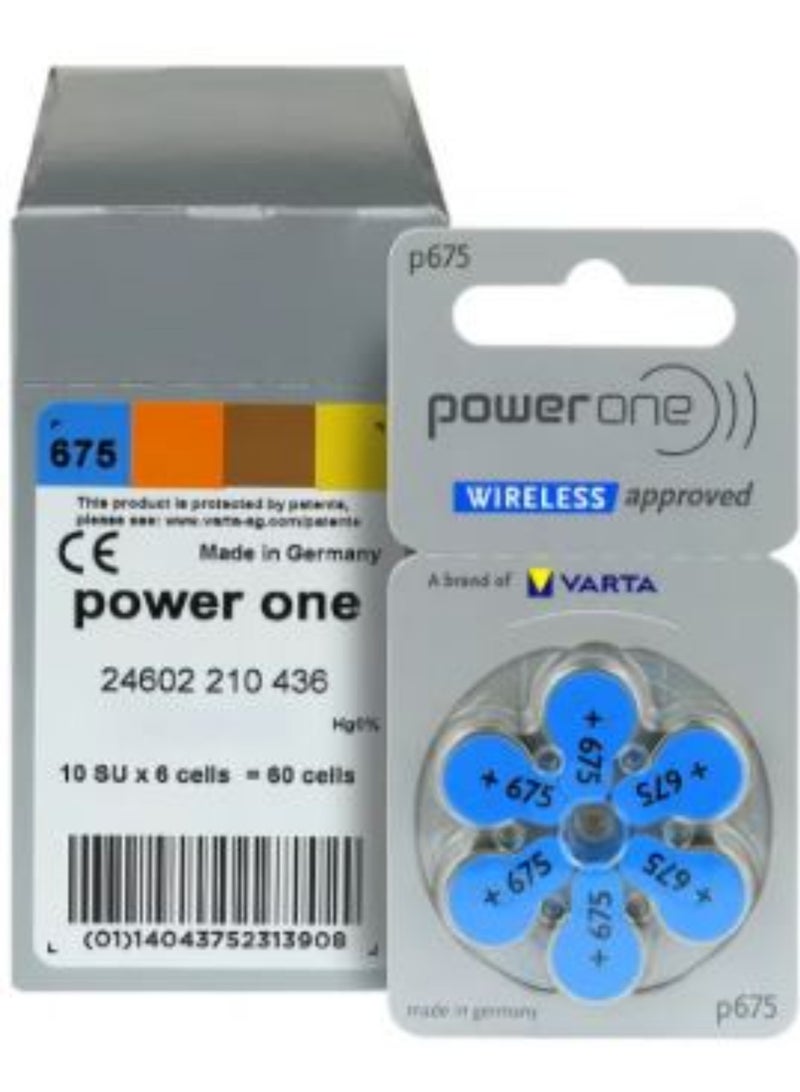 Powerone (Size 675) Hearing Aid 1.45V Batteries - 60 Pieces