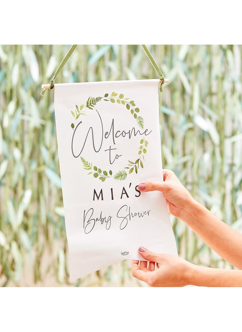 Ginger Ray Welcome Baby Shower Sign DIY White Wood 25x40cm Set - Image 1