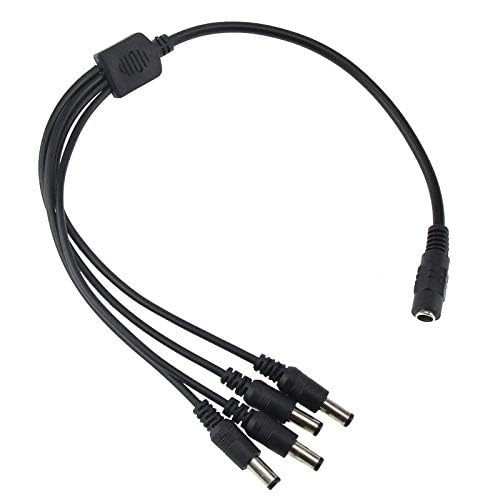 VRCT 1 Female to 4 Male Splitter 4 Way Plug Cable Connector 5.5mm * 2.1mm 12V DC Adapter for CCTV Camera LED Strip DIY etc - Image 2
