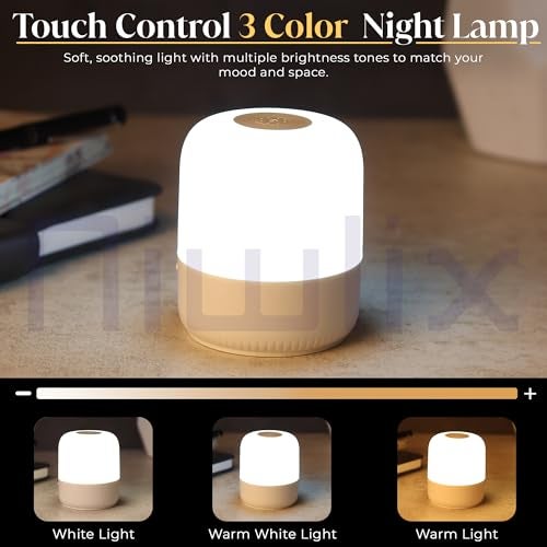 Niwlix Touch Control Night Light Adjustable Brightness Dimmable Table Lamp for Bedroom, Living Room, and Study Bedside Table Lamp for Baby Kids-Plastic,LED,White - Image 2