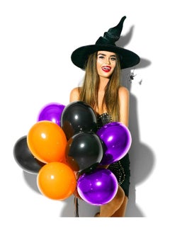 Party Time Party Time 100-Pieces 12inch Halloween Balloons Purple, Orange & Black Latex Balloons Halloween Decorations  - Image 3