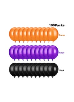 Party Time Party Time 100-Pieces 12inch Halloween Balloons Purple, Orange & Black Latex Balloons Halloween Decorations  - Image 2