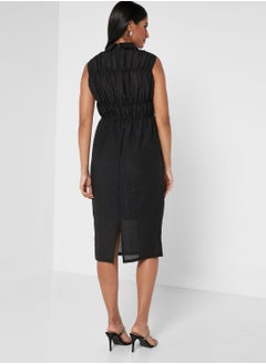 GHOSPELL Collar Neck Ruched Dress  - Image 2