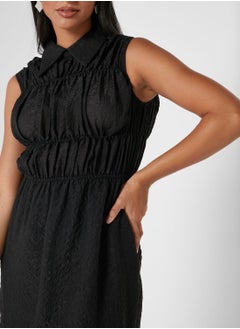 GHOSPELL Collar Neck Ruched Dress  - Image 3
