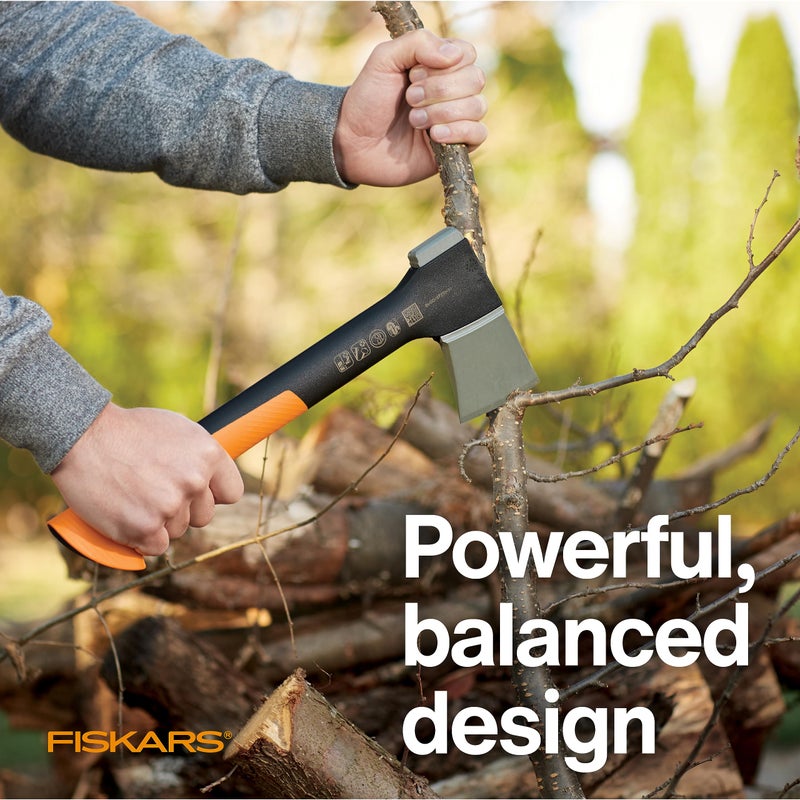 Fiskars X7 Small 14" Hatchet Axe with Sheath for Chopping Wood Kindling for Campfires, Outdoors & Camping, Insert-Molded Forged Steel Head, Low-Friction Blade, Shock Absorbing Handle & Non-Slip Grip - Image 3