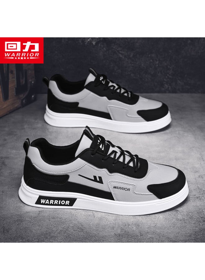 Pull Back Warrior Official Men's White Shoes Men's Spring New Style Men's Trendy Sports Shoes Light Grey Black Size 42 - Image 1