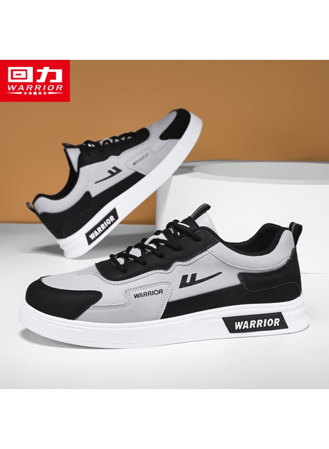 Pull Back Warrior Official Men's White Shoes Men's Spring New Style Men's Trendy Sports Shoes Light Grey Black Size 42 - Image 2