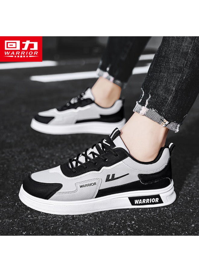 Pull Back Warrior Official Men's White Shoes Men's Spring New Style Men's Trendy Sports Shoes Light Grey Black Size 42 - Image 3