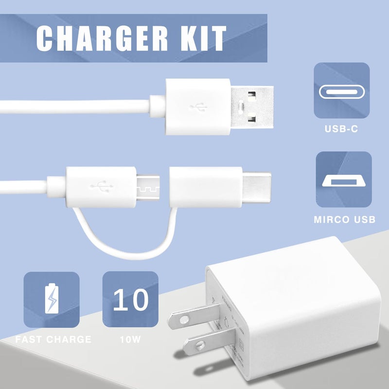 BOEEA Charger Compatible with Kindle Fire HD, HDX, Paperwhite, Oasis E-Reader, Echo Dot 2nd Gen, Adults Kids Edition Tablet, 9W Power Cord with USB-C, Micro USB Cable Cord - Image 2
