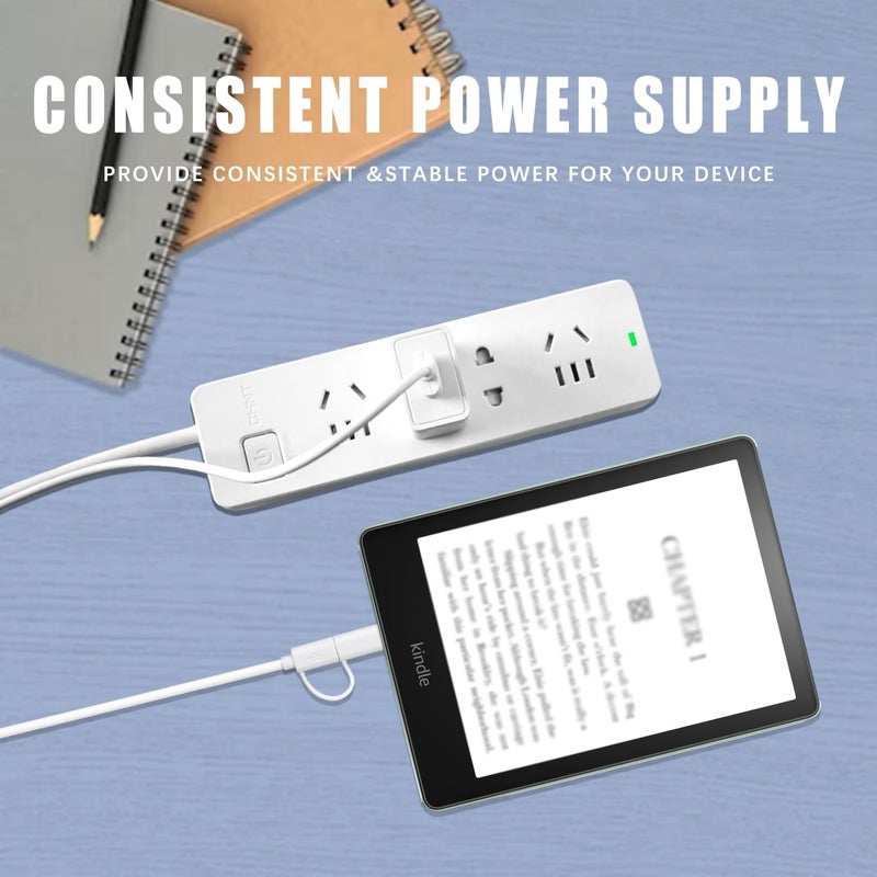BOEEA Charger Compatible with Kindle Fire HD, HDX, Paperwhite, Oasis E-Reader, Echo Dot 2nd Gen, Adults Kids Edition Tablet, 9W Power Cord with USB-C, Micro USB Cable Cord - Image 5