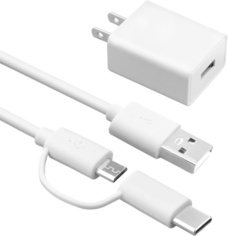BOEEA Charger Compatible with Kindle Fire HD, HDX, Paperwhite, Oasis E-Reader, Echo Dot 2nd Gen, Adults Kids Edition Tablet, 9W Power Cord with USB-C, Micro USB Cable Cord - Image 1
