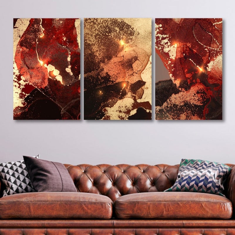 Marktna Three modern-designed canvas panels with a hollow frame, measuring (90×40), three pieces - Image 1