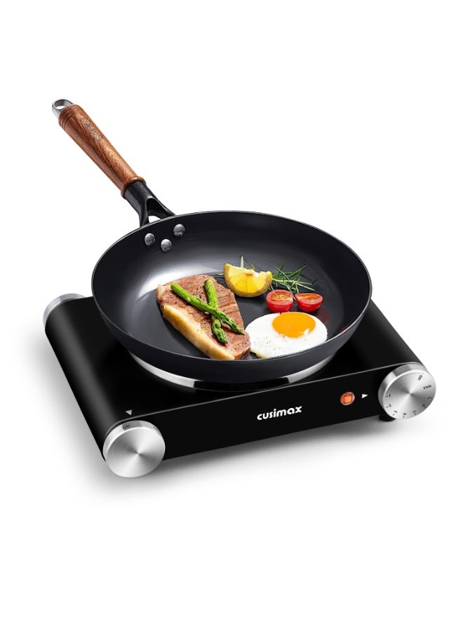 CUSIMAX Electric Single Hot Plate, 1500W, Cast Iron Heating Plate, Compatible for All Cookwares, Adjustable Thermostat - Image 1