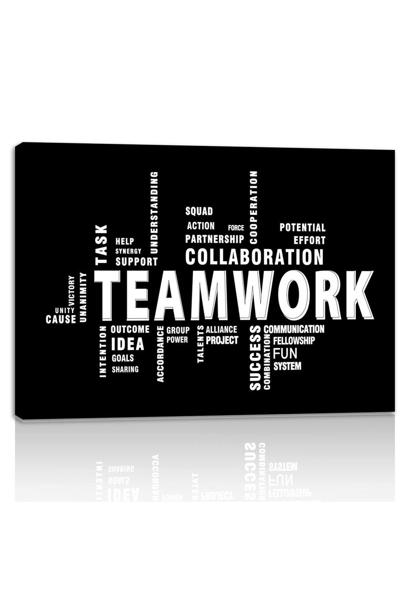 BPA ALAYRA Teamwork Canvas Wall Art - Large Framed Motivational Quotes Artwork Modern Home Decor - Inspirational Posters Decor For Office Framed Ready to Hang - Image 1